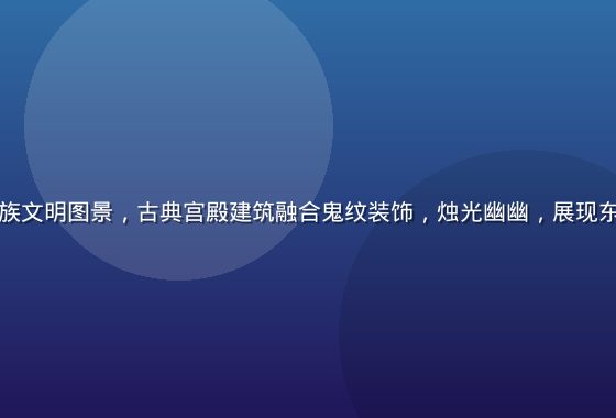 鬼乳后宫鬼族文明图景，古典宫殿建筑融合鬼纹装饰，烛光幽幽，展现东方幻想美学